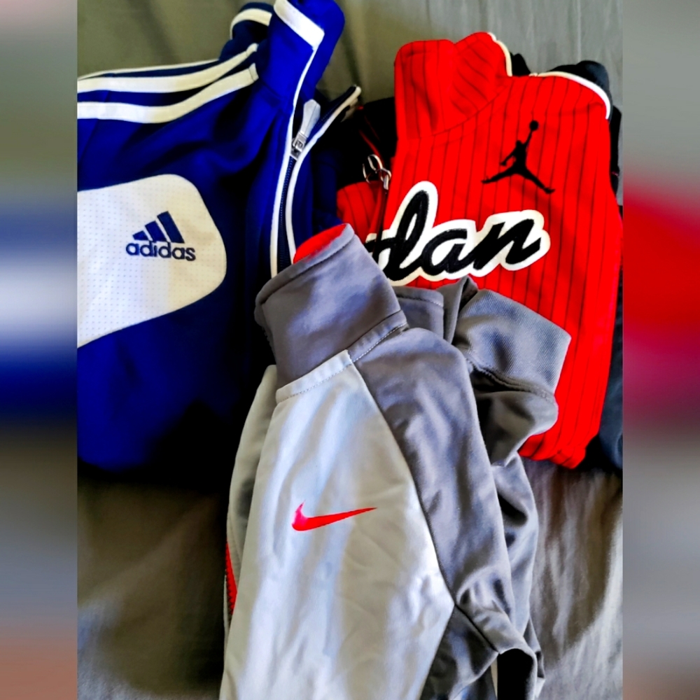 Bundle of 3 Jordan, Adidas, Nike boys zipper jackets size 4-5